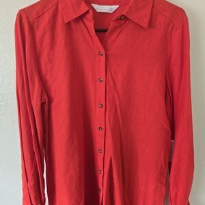 LC Lauren Conrad Orange Button-Up Blouse